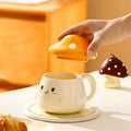 Mushroom Ceramic Mug with Lid Creative Couple's Cup Latte Mug Milk Cup Oat Cup Breakfast Cups Home Drinking Cups Tea Cups