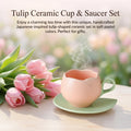 Ceramic Coffee Cup And Saucer Set Tulip Shape Japanese Style Design TeaCup set Drinkware Kitchen,Dining & Bar Coffeeware