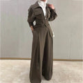 VTKW Collar Zipper Waist-restricting Design Pure Color 2025 Spring Summer Women's Blazer High-quality Loose Pants Two-piece Set