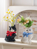 Cute Cat Ceramic Vase Art Flower Detector Creative Ornaments Light Luxury Ceramic Vase Hydroponic Flower Arrangement Accessories