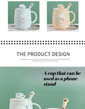 Cat-themed ceramic mug with lid and spoon cartoon style perfect for office or home use coffee cup mugs mug glass mug cup  mugs