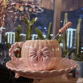 French Pink Bow Cup,Light Luxury Coffee Cup, High-end Exquisite High Aesthetic Design Ceramic Set,
