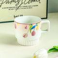 200ml Ceramic Mug Tulip Flower Cup Lovely Maiden Sense Water Cup Couple Style Coffee Cup Kitchen Drinkware Creative Mugs Cute