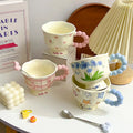 Cute ceramic cup as a holiday gift for girls - water cup with flowers, travel companion cup, coffee cup