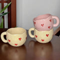 Hand Painted Heart Design Ceramic Coffee Mug With Handle For Milk Tea Romantic Gift Valentine Anniversary Couple Set