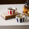 Exquisite Nordic Geometric Striped Ceramic Coffee Mug - Hand-Painted 10.5oz