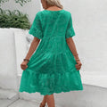 Women's Long Simple Casual Solid Hollow Out Pure Cotton Holiday Style High Waist Fashion Mid-Calf Summer Dresses NEW Vestidos