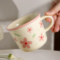 Creative Coffee Mug with Tulip Flower Design Ceramic Cup for Women Aesthetic Ins Style Breakfast Cup