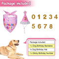 Cute Dog Birthday Hat Set Adjustable Sequins Pet Birthday Caps Colorful with Numbers Bowtie Dog Birthday Bib Pet Birthday Party