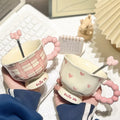 Cute ceramic cup as a holiday gift for girls - water cup with flowers, travel companion cup, coffee cup