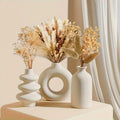 Set of 3 White Ceramic Bohemian Vase Set, Creative home decoration vase ornaments, Wedding home living room Bedroom decoration