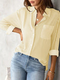 Classic Blue Striped Shirt Women 2026 Spring Streetwear Vintage Long Sleeve Blouses Female Casual Loose Single-Breasted Shirts