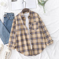 Fresh Flannel Plaid Shirt Women 2026 New Female Blouses and Tops Cotton Loose Long Sleeve Casual Shirts Fine Women's Clothes