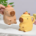 Christmas Mug Ceramic Coffee Mug Tea Mug Novelty Capybara Mug Christmas Gift Cute Milk Coffee Cup Funny Tea Cup with Lid