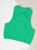 Women Casual Basic Sleeveless Rib-Knit Crop Tank Top Summer Casual Skinny Vest Solid Color Round Neck Camisole