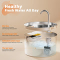 2.2L Automatic Cat Fountain Stainless Steel Pet Water Dispenser Silent Water Pump Circulation Filtering Visual Window（USB）