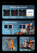 Digital display 5-in-1 transformable robot model assembly, remote control robot building blocks toy, children's toy gift