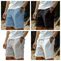 2025 New Summer New Men's Cotton Linen Breathable Shorts Hawaii Beach Pants Male Solid Color Trousers Loose Versatile Streetwear