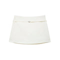 Women's Solid Color Skort with Belt Side Zipper Casual Shorts Skirts Fashionable And Stylish Women's Clothing
