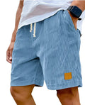 2026 New Mens Corduroy Shorts Retro Embroidered Logo Lace Up Casual Summer European American Fashion Drawstring Beach Pants