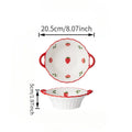 1/2pcs 8in Ceramic Salad Bowl with Cute Strawberry Pattern Design, Reusable Pasta Bowl, Ramen Bowl and Soup Bowl, Suitable for H