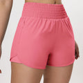 CHRLEISURE Women's Running Shorts with Zipper Pockets Quick-Dry Gym Shorts with Liner Elastic Waist Band Athletic Shorts