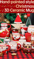 Santa 3D Hand-Painted Ceramic Mug with Handgrip Coffee Milk Tea Perfect Gift Christmas Holiday Gift Box Cartoon Creative