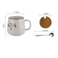 350ml Japanese Retro Ceramic Coffee Cup With Lid and Spoon Heat Resistant Stable Design For Milk Tea Breakfast Home Office Gift