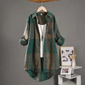 Checkered Shirt Woman Women's Buttoned Shirts Linen Blouses Woman Long Sleeve Shirts for Women Women's Vintage Blouse Elegant