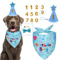 Cute Dog Birthday Hat Set Adjustable Sequins Pet Birthday Caps Colorful with Numbers Bowtie Dog Birthday Bib Pet Birthday Party