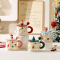 Cartoon Christmas high appearance level Mark ceramic water cup lid spoon cute gift box birthday creative souvenir