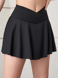 CHRLEISURE Crossover Tennis Skirt for Women Pleated Skirt with Pockets Elastic Golf Skorts Athletic Sports Shorts Activewear
