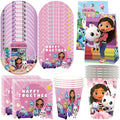 Gabby Dollhouse Birthday Party Supplies Plates Cups Tablecloth Napkins Gabby Cat Birthday Decoration Supply Kit Kids Party Favor