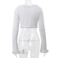 Cryptographic Fashion Y2K Ruffle Tiered Mini Skirts Co-ord Sets Elegant Outfits Tie Front Tops and Skirt 2 Piece Matching Sets
