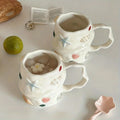 1pc 300ml/10oz Creative Shell Pattern Ceramic Coffee Mug, Hand-painted Ceramic Tea Cup Matcha Cup, Beautiful Pattern Couple Cup,