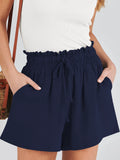Women's Shorts Breathable Drawstring Elastic Waist Lightweight Solid Color Casual Business Style Fashion Linen Shorts
