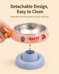 Stainless Steel Elevated Cat Dog Bowl Detachable Anti-Tip Pet Feeding Bowl Cute Food Water Bowl with Neck Support