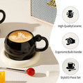 OANKR Ceramic Tea Coffee Cup Set, 180ml Coffee Mug with Saucer and Stainless Steel Spoon for Latte, Cappuccino, Americano Gift