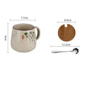 350ml Japanese Retro Ceramic Coffee Cup With Lid and Spoon Heat Resistant Stable Design For Milk Tea Breakfast Home Office Gift