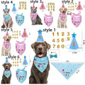 Cute Dog Birthday Hat Set Adjustable Sequins Pet Birthday Caps Colorful with Numbers Bowtie Dog Birthday Bib Pet Birthday Party