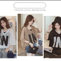 Women Half Sleeve Loose T-Shirts V-Neck Summer Causal Letter Print Crops Tops Pullovers Tees Streetwear Y2K 2pcs T Shirt+Tank