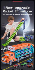 3D Rail Car - Over the Track, High Impact Flying Car - Transformed Inertial Car Puzzle Power Car Toy Set - Alloy Car Toy Set