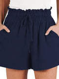 Women's Shorts Breathable Drawstring Elastic Waist Lightweight Solid Color Casual Business Style Fashion Linen Shorts
