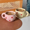 YWDL 1pcs Hand Painted Love Mug Creative Heart  Water Cup Ceramic Milk Mug With Handle Valentine's Day Gift
