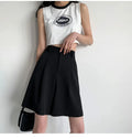Knee Length Suit Shorts for Women Summer Thin High Waisted A-Line Wide Leg Pants Woman Loose Black Straight Leg Short Shorts