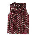 KONDALA Chic Summer Elegant Brown Woman Blouse Polka Dot Fashion 2026 O-Neck Vintage Sleeveless Shirt Teacher Loose Mujer Vest