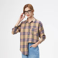 2025 New Cotton Plaid Shirts Women Casual Loose Fine Tops And Blouses Ladies Office Long Sleeve Checkered Shirt Clothes