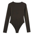 HXAO Woman 2025 Bodysuits Long Sleeve Black Body For Women Spring Summer Slimming Bodysuit Lingerie One Piece Thong Bodysuit