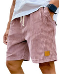 2026 New Mens Corduroy Shorts Retro Embroidered Logo Lace Up Casual Summer European American Fashion Drawstring Beach Pants