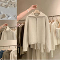 Zipper 100% pure cashmere cardigan ladies knitted coat thickened sweater lapel loose autumn and winter.